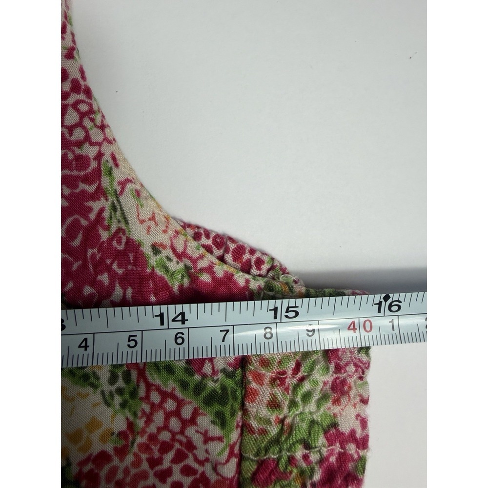 Angie Floral Maxi Dress Women M Pink Green Boho Empire Waist Sleeveless FLAWED - Picture 6 of 6